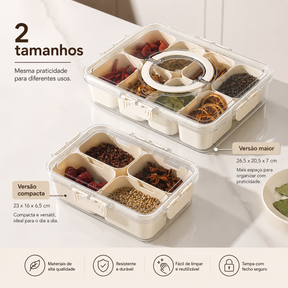 Organizador de Alimento Acrílico Com 8 Divisórias Para Frutas Legumes e Petiscos Transparente