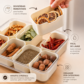 Organizador de Alimento Acrílico Com 8 Divisórias Para Frutas Legumes e Petiscos Transparente