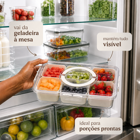 Organizador de Alimento Acrílico Com 8 Divisórias Para Frutas Legumes e Petiscos Transparente